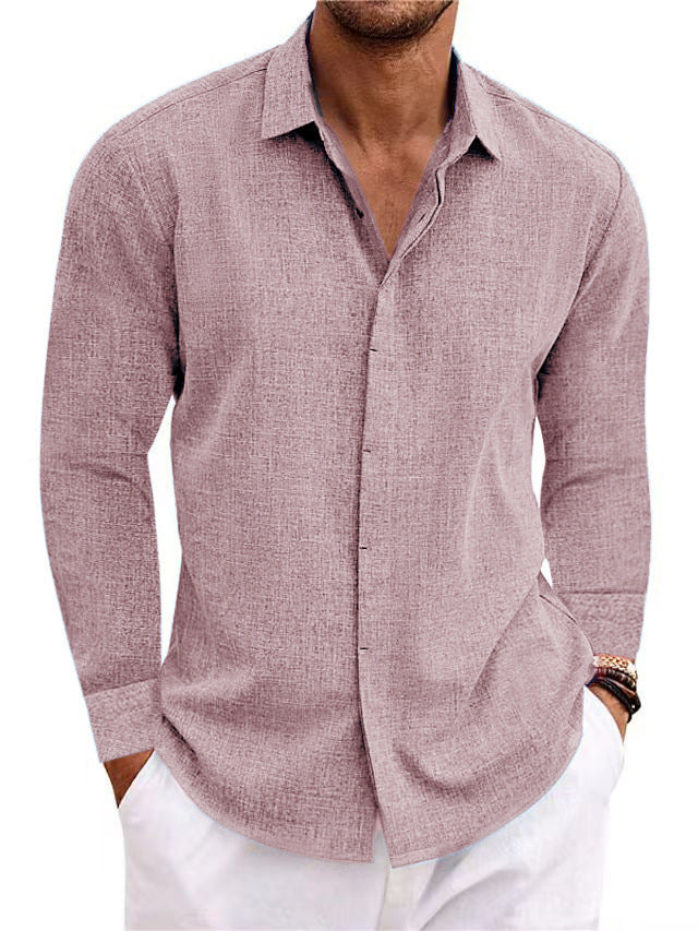 Long Sleeve T-shirt Solid Color Long Sleeve Cotton Linen