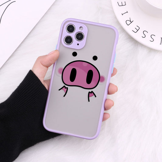 PIG Cartoon Transparent Phone Case Matte Shockproof Back Cover