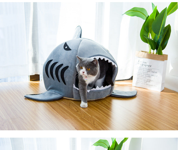 Creative Dual-Purpose Shark Pet Bed Small Dogs And Cats Warm Pet Bed