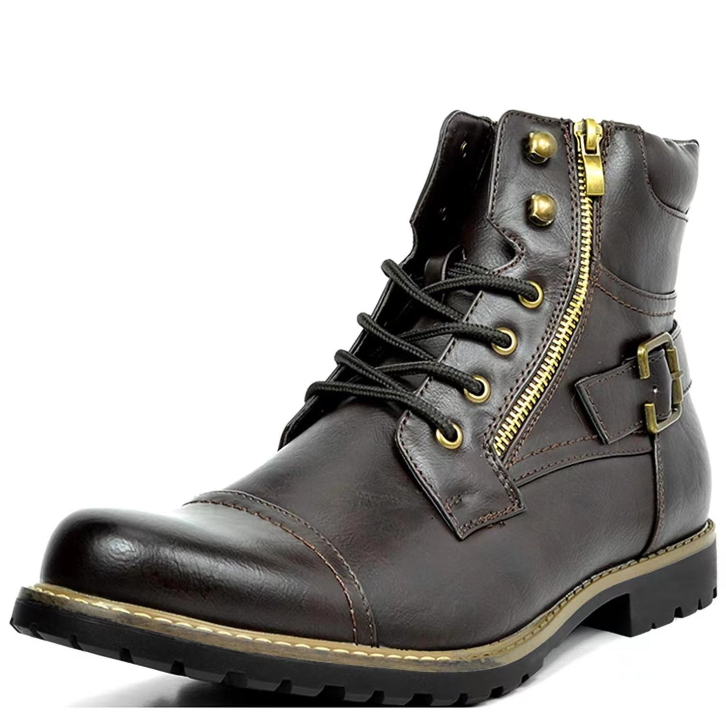 Front Lace-up Low Cut Side Zipper Martin Boots