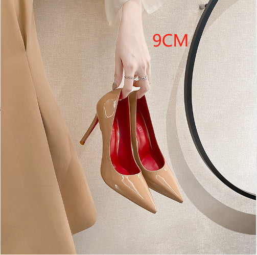 Black/Apricot With Red Background High Heels Women's Stiletto Heel Pumps