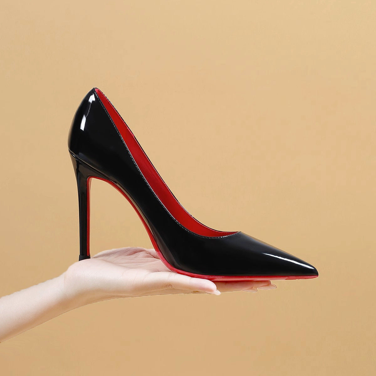 Black/Apricot With Red Background High Heels Women's Stiletto Heel Pumps