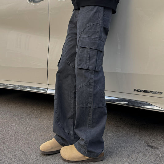 Retro Straight Loose Cargo Wide Leg Pants