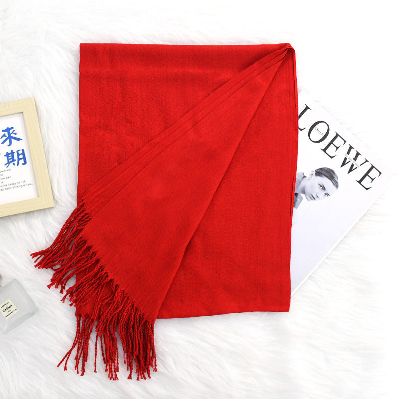 Annual Meeting Warm Cashmere Tassel Scarf