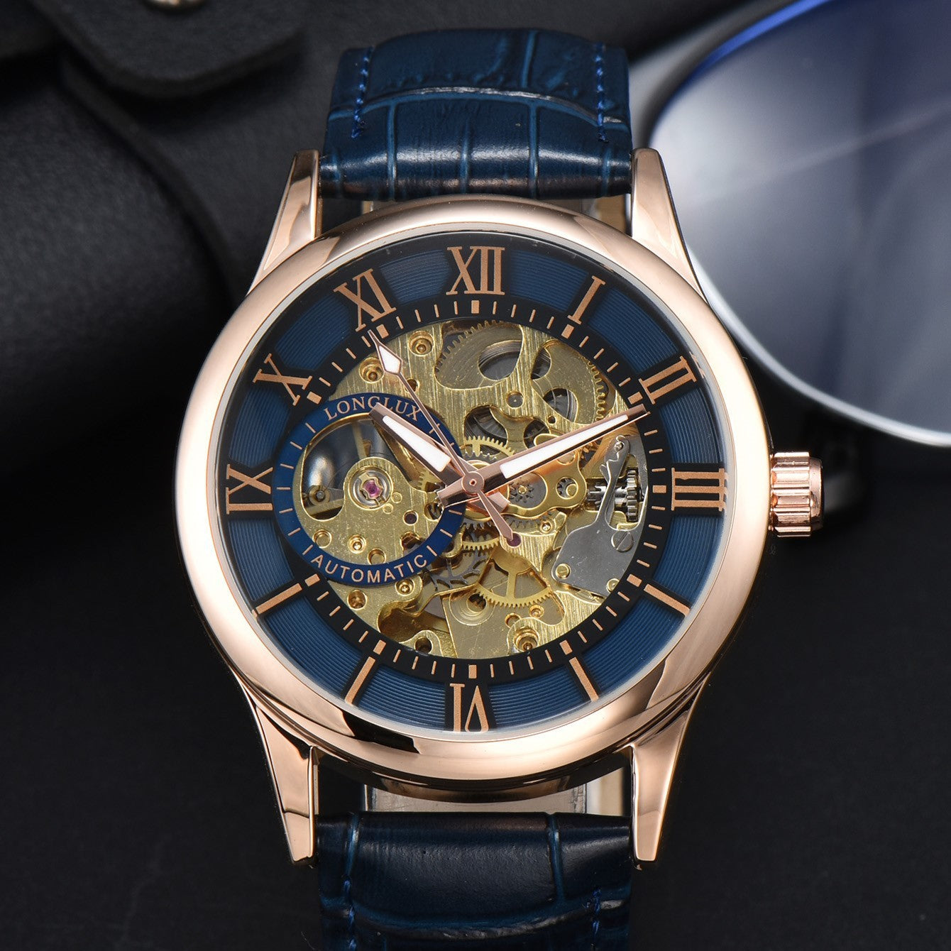 LONGLUX Men's Mechanical Watch Roman Scale Waterproof