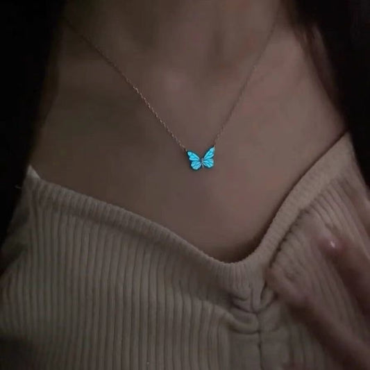 fluorescent Butterfly Mori Style Aurora Clavicle Chain Butterfly Necklace For Women