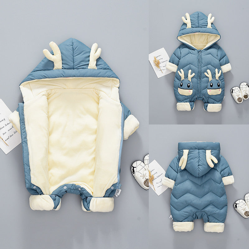 Baby Winter Snowsuit Plus Velvet Thick Baby  0-3 Years Newborn Jumpsuit