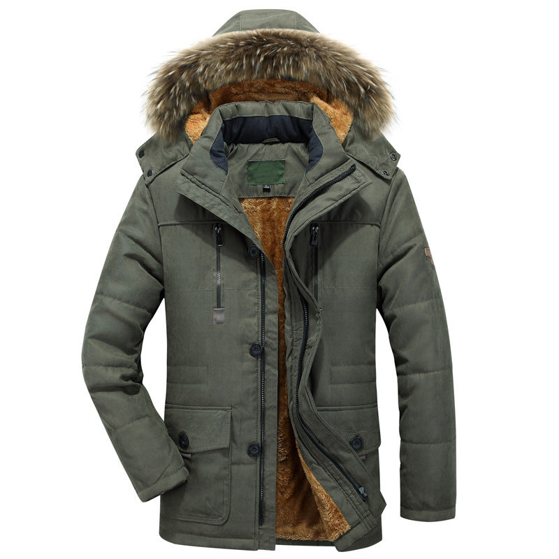 Fleece-lined Thickened Military Jacket For Men