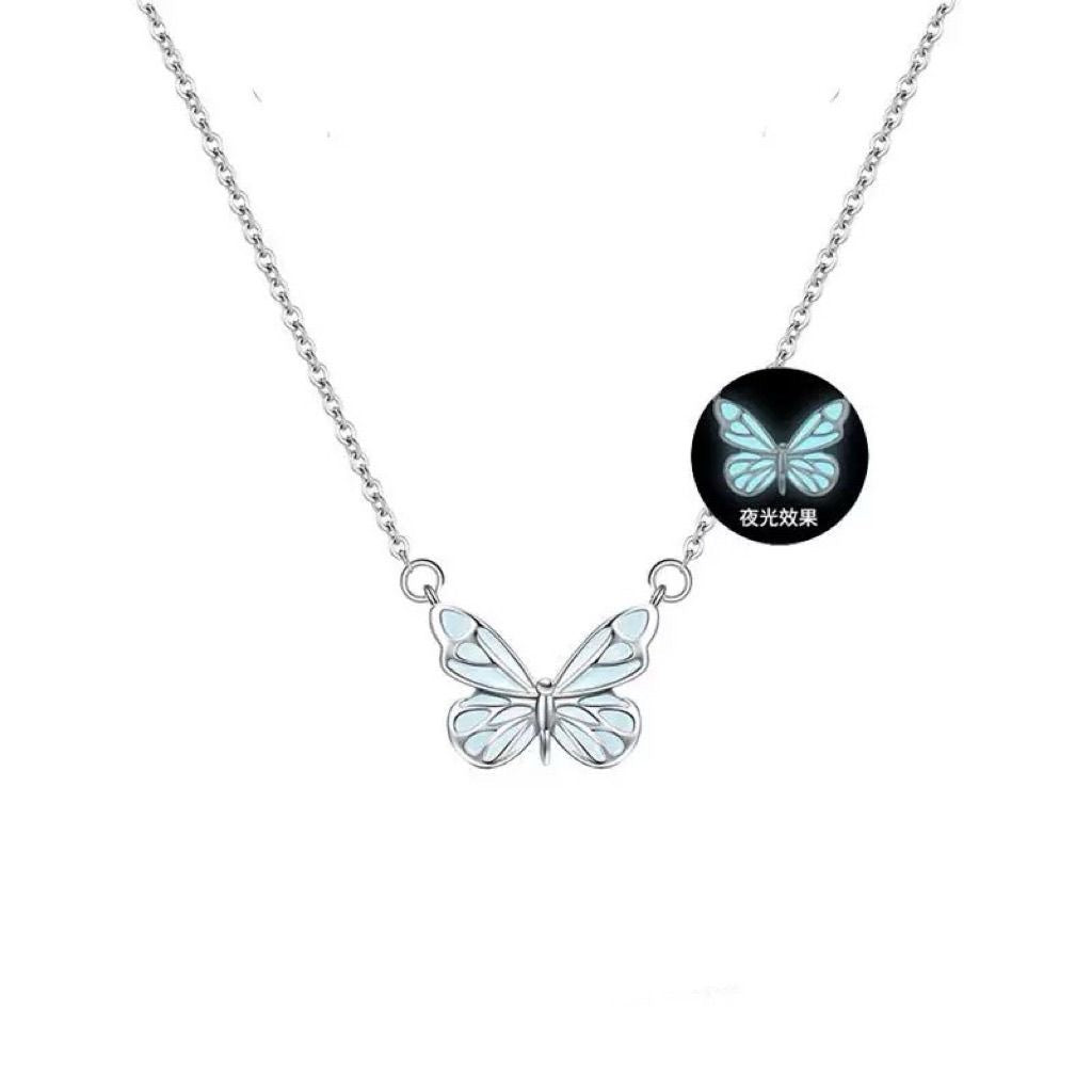 fluorescent Butterfly Mori Style Aurora Clavicle Chain Butterfly Necklace For Women