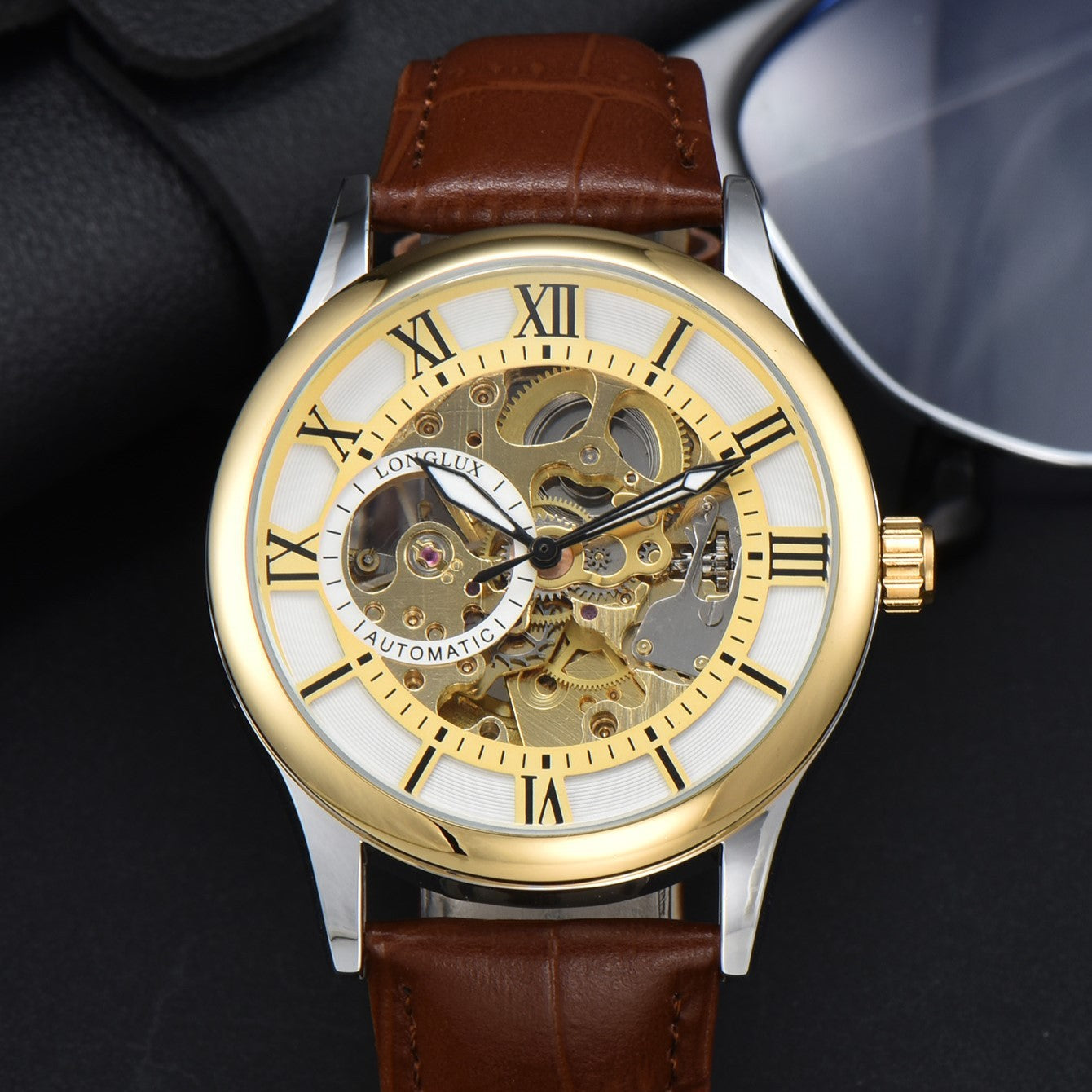 LONGLUX Men's Mechanical Watch Roman Scale Waterproof