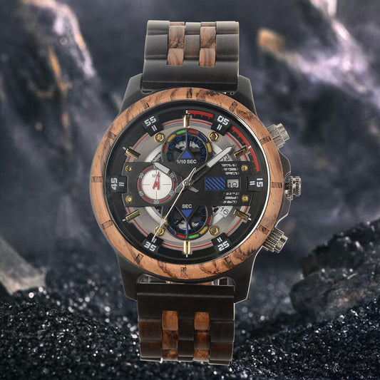 WOODEN Multi-function Quartz Watch Men