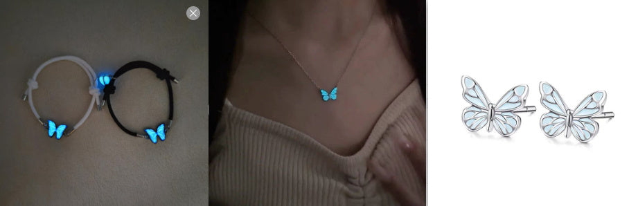 fluorescent Butterfly Mori Style Aurora Clavicle Chain Butterfly Necklace For Women