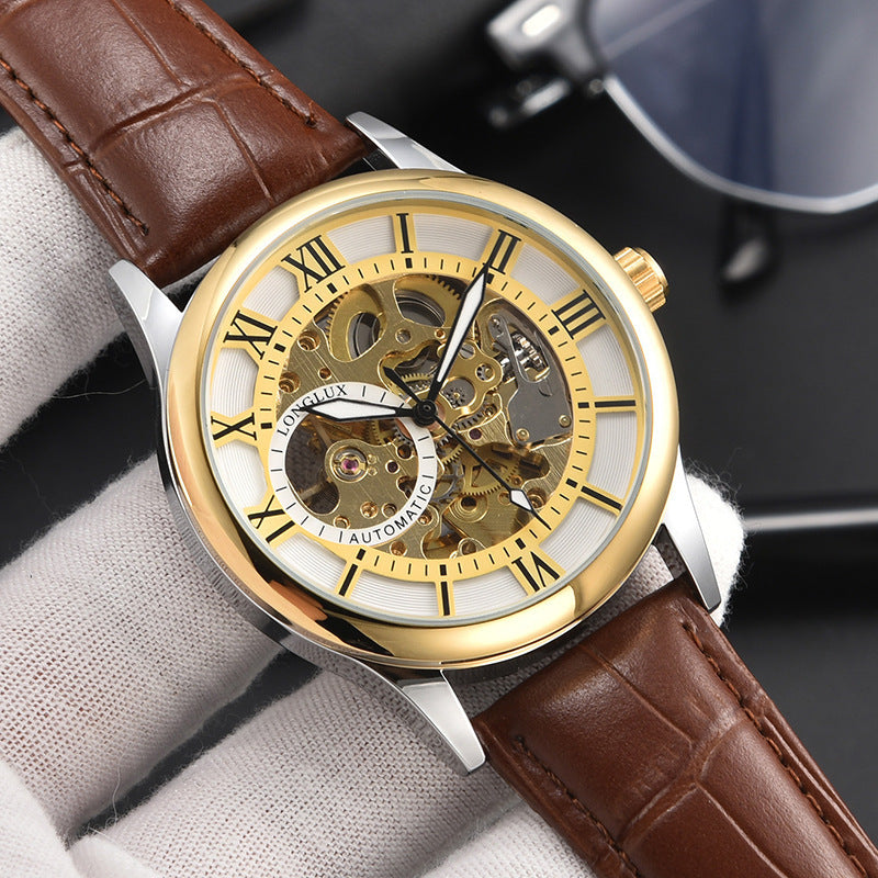 LONGLUX Men's Mechanical Watch Roman Scale Waterproof