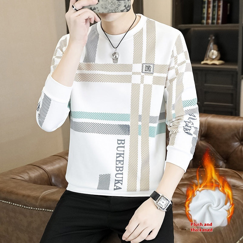 Men's Autumn And Winter Fleece-lined Thick Heavy Sweater