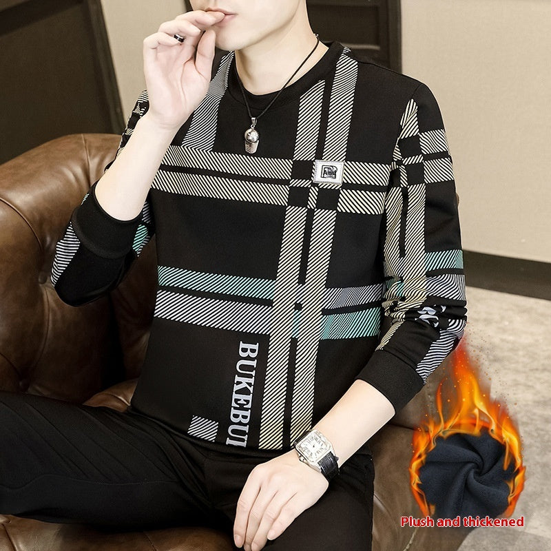 Men's Autumn And Winter Fleece-lined Thick Heavy Sweater