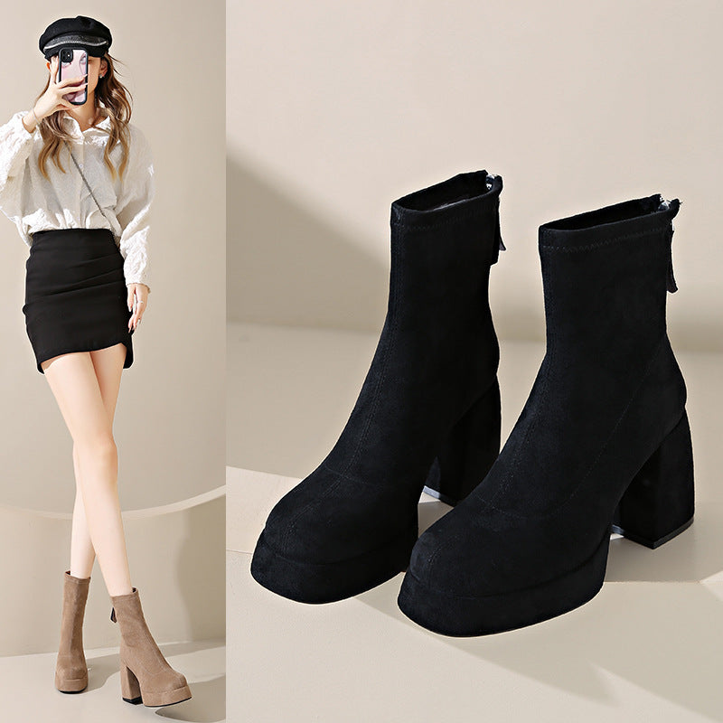 Fashion Back Zipper Suede Women's Fashion boots