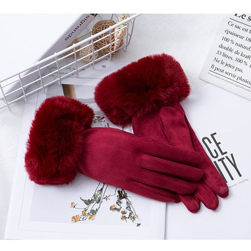 Thermal Touch Screen Fleece-lined Thick Suede Gloves