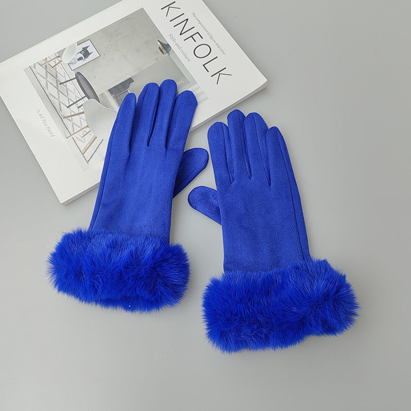 Thermal Touch Screen Fleece-lined Thick Suede Gloves