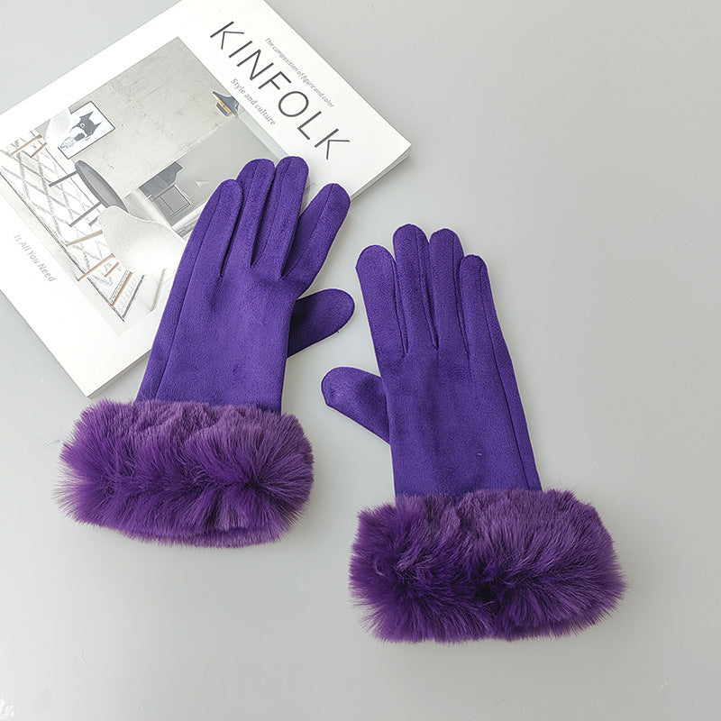 Thermal Touch Screen Fleece-lined Thick Suede Gloves