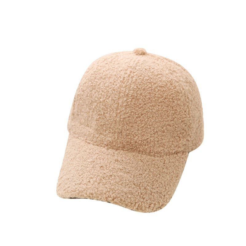 Korean Style Solid Color Light Board Lambswool Baseball Cap For Women