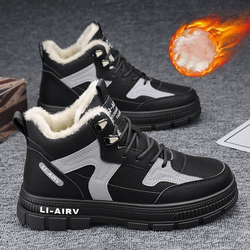 LI-AIRV Winter Thickened Velvet Warm Ankle Boots Men