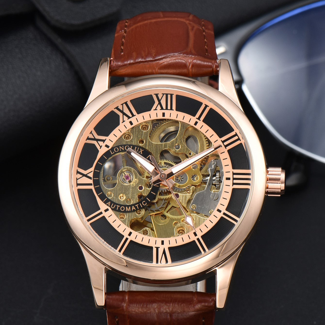 LONGLUX Men's Mechanical Watch Roman Scale Waterproof