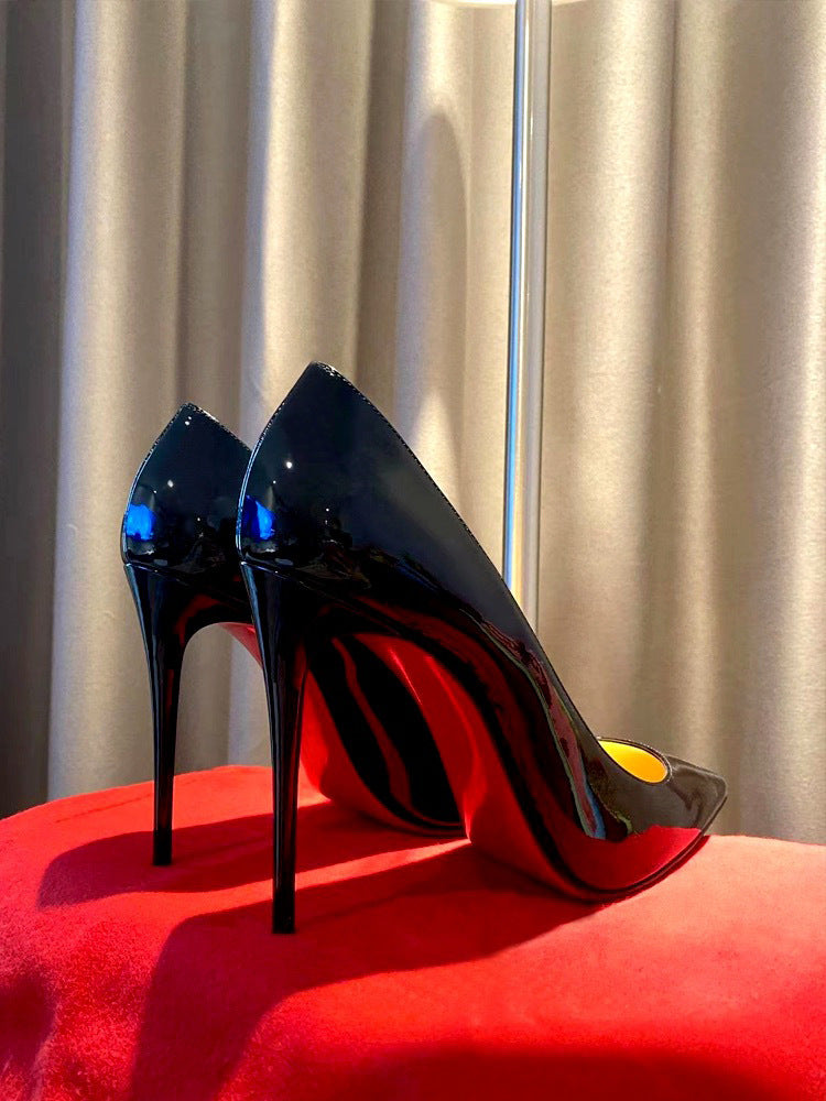 Black/Apricot With Red Background High Heels Women's Stiletto Heel Pumps