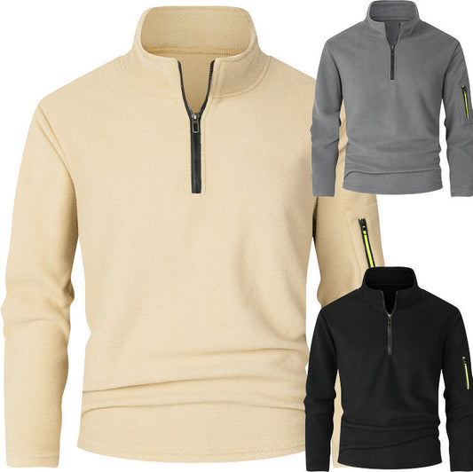 Casual Business Simple Zipper Double-sided Fleece Jacket