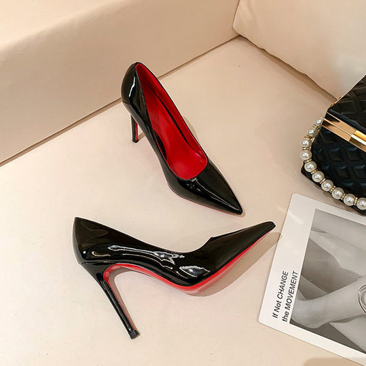 Black/Apricot With Red Background High Heels Women's Stiletto Heel Pumps