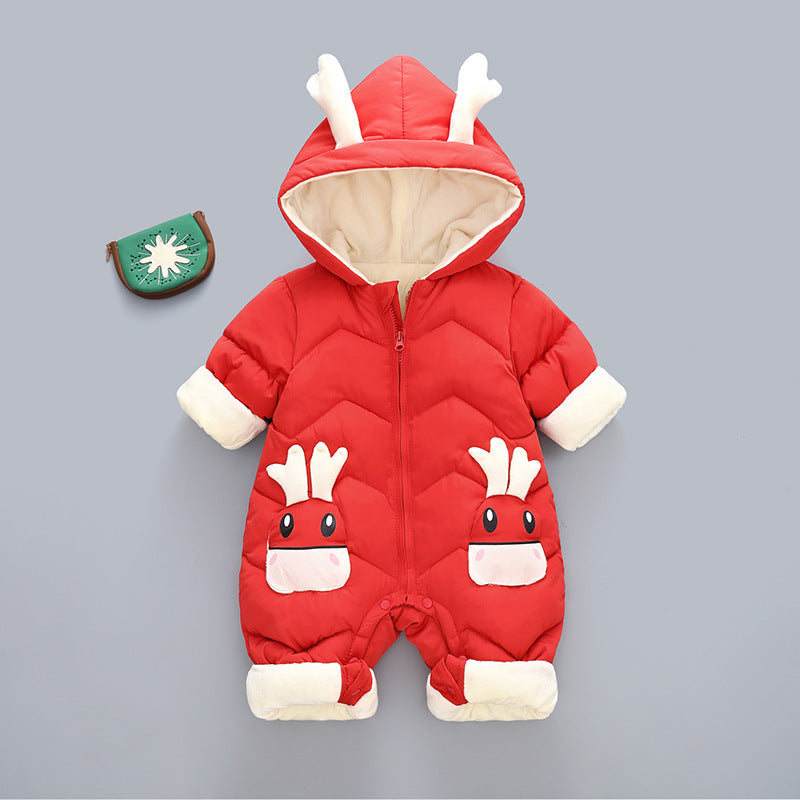 Baby Winter Snowsuit Plus Velvet Thick Baby  0-3 Years Newborn Jumpsuit