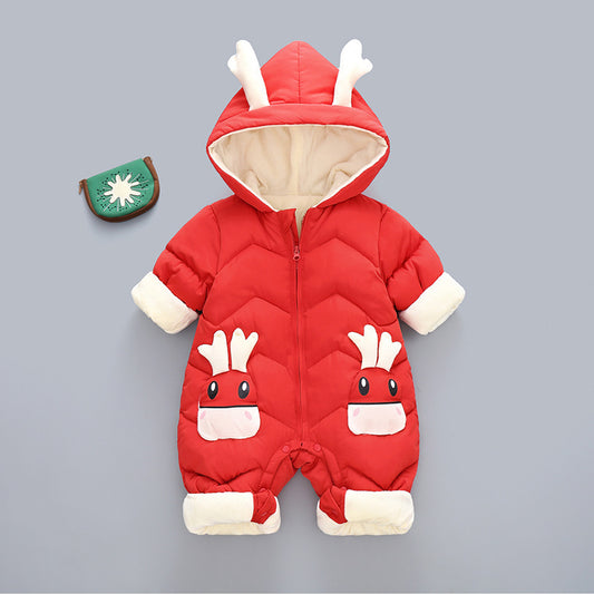 Baby Winter Snowsuit Plus Velvet Thick Baby  0-3 Years Newborn Jumpsuit