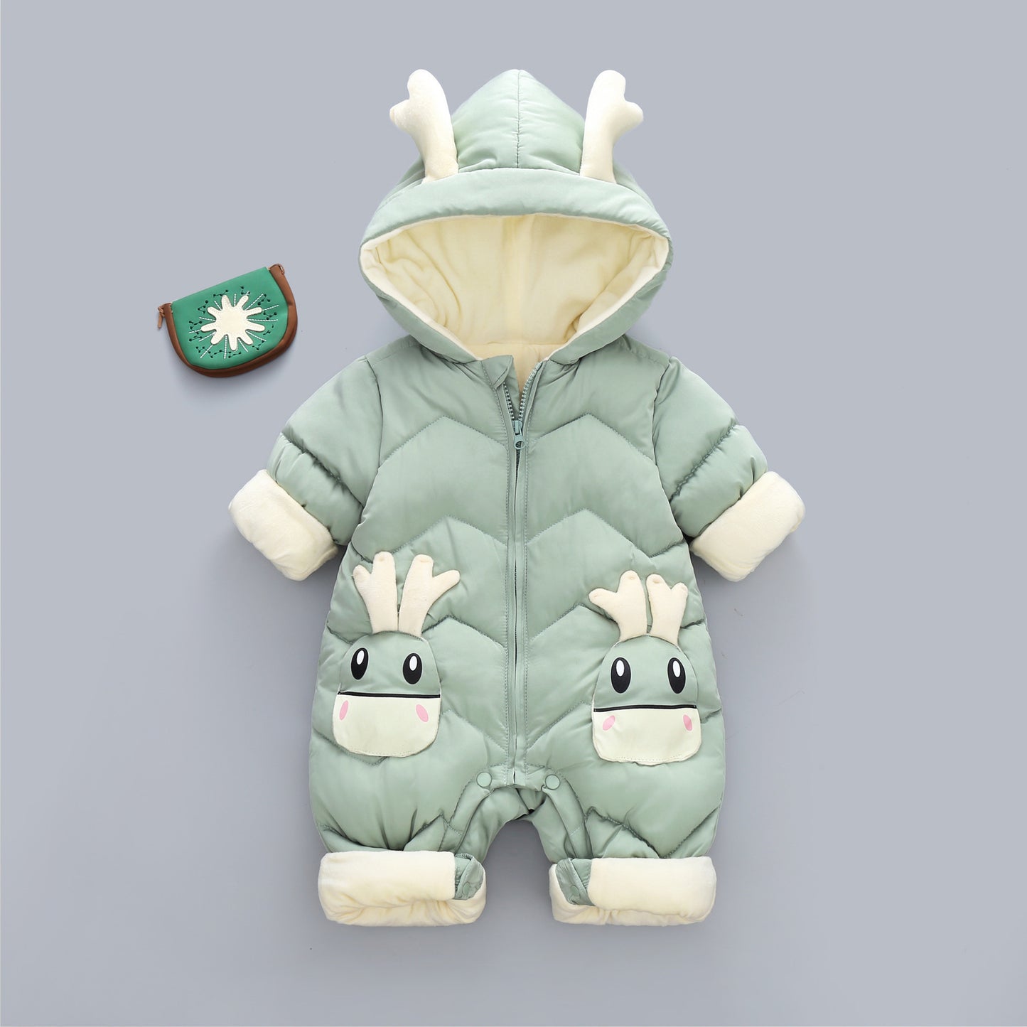 Baby Winter Snowsuit Plus Velvet Thick Baby  0-3 Years Newborn Jumpsuit