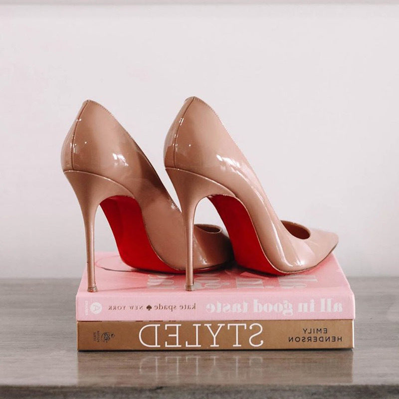 Black/Apricot With Red Background High Heels Women's Stiletto Heel Pumps