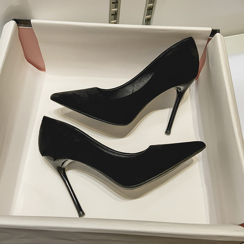 Black Suede Stiletto Ceremonial High Heels